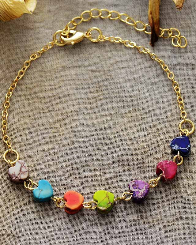 Bracelet: Natural Stone Hearts - #variant_color# - #variant_size# - #variant_option#