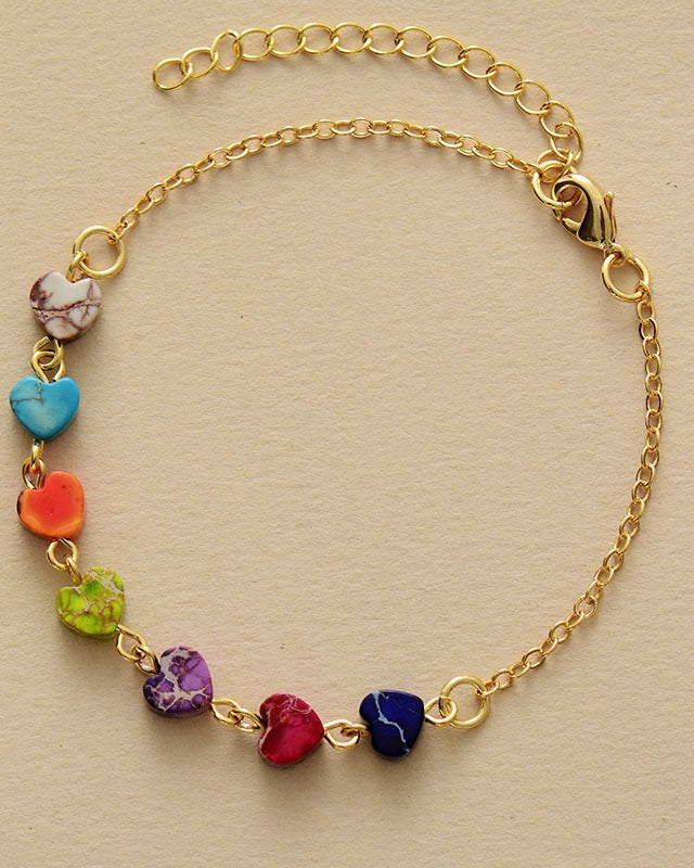 Bracelet: Natural Stone Hearts - #variant_color# - #variant_size# - #variant_option#