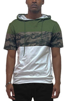 Camo and Solid Design Block Hooded Shirt - #variant_color# - #variant_size# - #variant_option#
