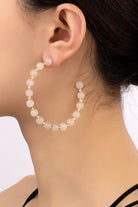 Earrings: Open Hoop Rose Quartz Gemstone - #variant_color# - #variant_size# - #variant_option#