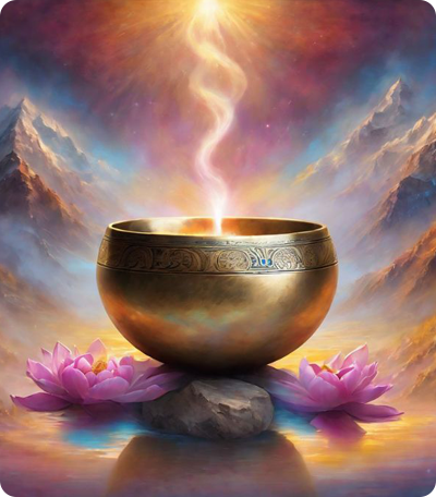 serene painting of a ceramic bowl with a vibrant lotus flower, evoking peace and tranquility