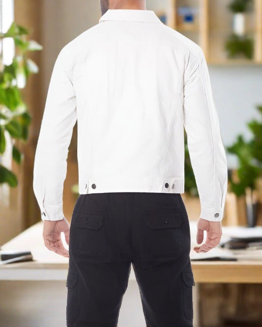 Men's White Denim Jacket - #variant_color# - #variant_size# - #variant_option#