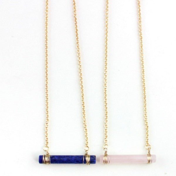 Necklace: Natural Gemstone Cylinder - #variant_color# - #variant_size# - #variant_option#