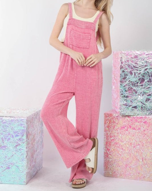 Overalls: Comfortable-Texture Washed-Wide Leg - #variant_color# - #variant_size# - #variant_option#