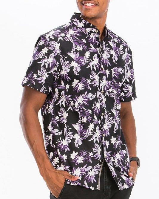 Weiv Mens Print Hawaiian Button Down Shirt WS7015 - #variant_color# - #variant_size# - #variant_option#