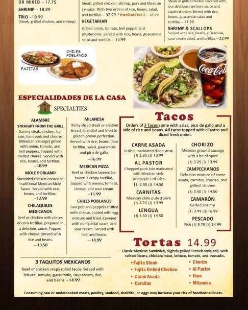 Menu - La Cabana Mexican Restaurant - #variant_color# - #variant_size# - #variant_option#