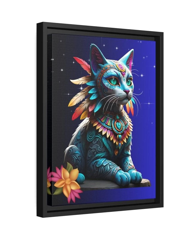 Mystic Mayan Cat : Canvas with Frame - #variant_color# - #variant_size# - #variant_option#