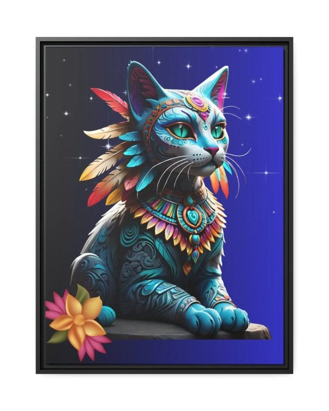 Mystic Mayan Cat : Canvas with Frame - #variant_color# - #variant_size# - #variant_option#