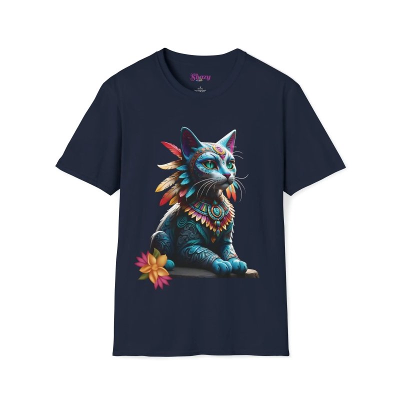 Mystic Mayan Cat - Unisex Softstyle T-Shirt - #variant_color# - #variant_size# - #variant_option#