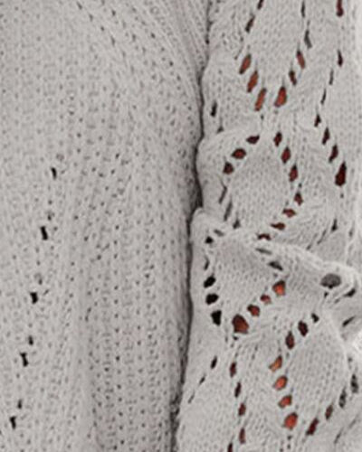 Openwork Round Neck Lantern Sleeve Sweater - #variant_color# - #variant_size# - #variant_option#