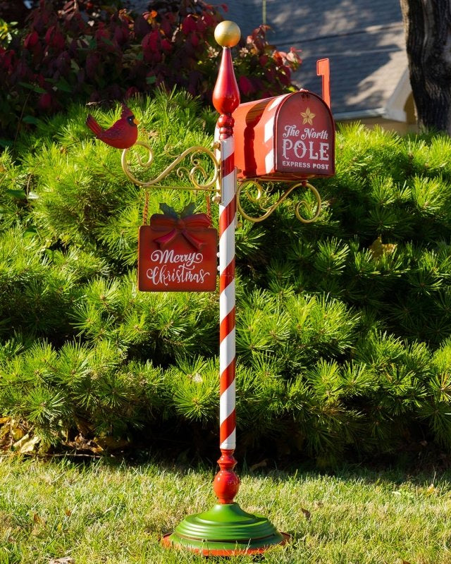 Standing Christmas Mailbox w/Hanging Sign Cardinal - #variant_color# - #variant_size# - #variant_option#